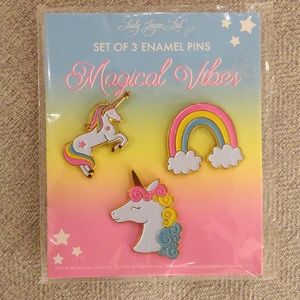Set of 3 Enamel Unicorn & Rainbow Magical Vibe Lady Jane Ltd. Decorative Pins